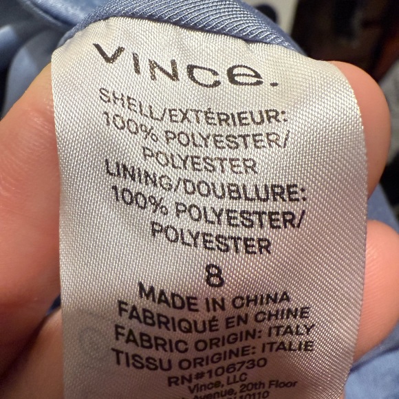 Vince Blue Satin Blazer Size 8 Shimmer Single Button Lightweight Jacket - Picture 3 of 5